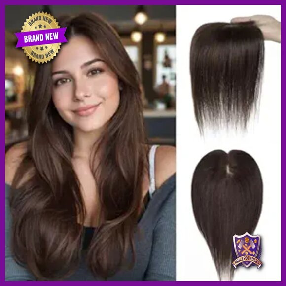 Real Human Hair Topper 16 Inch Glueless Clip In For Thinning Hair main image 4